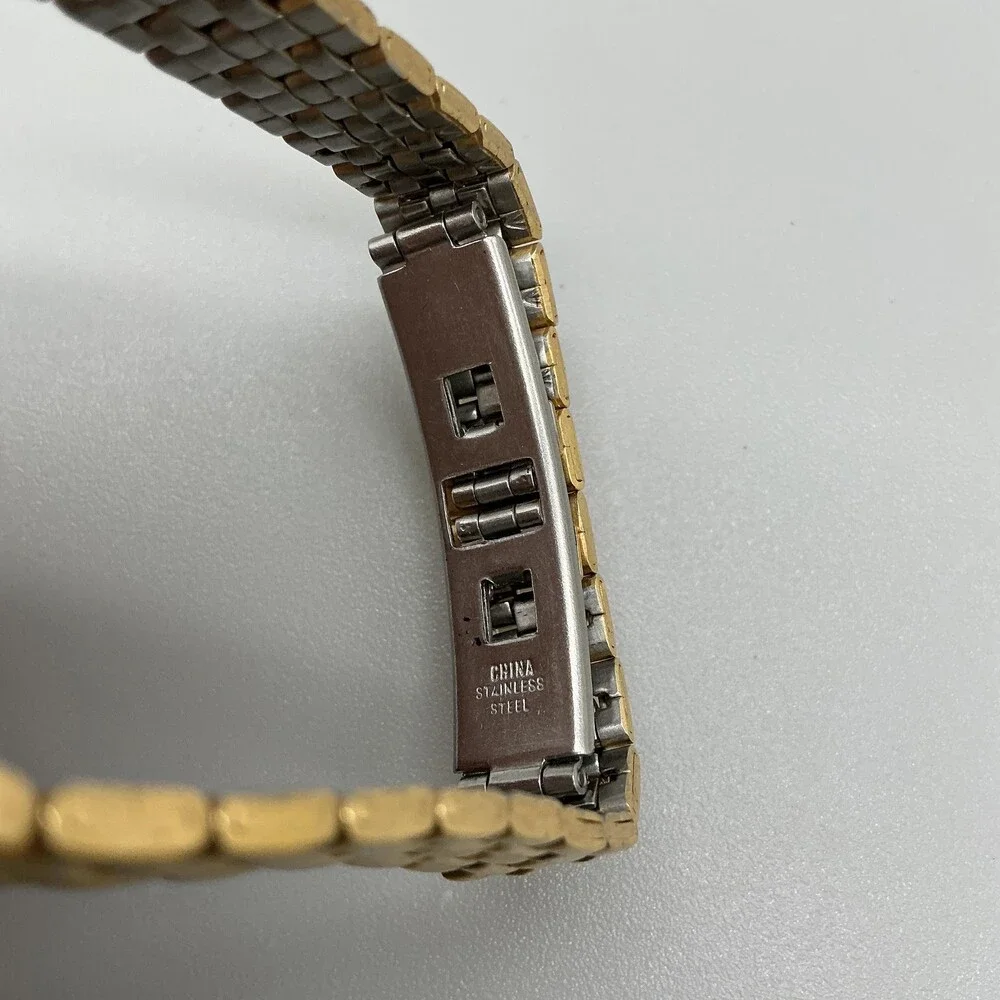 Waltham Womens Watch 24mm Gold Tone Bracelet Crystal Bezel Date New Battery 7.5
